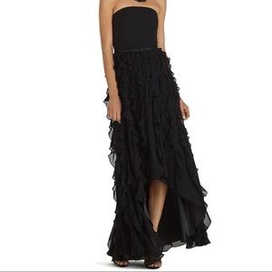 Strapless High-Low Waterfall Gown